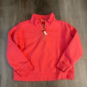Primary Half-Zip Pullover Sweatshirt- Strawberry